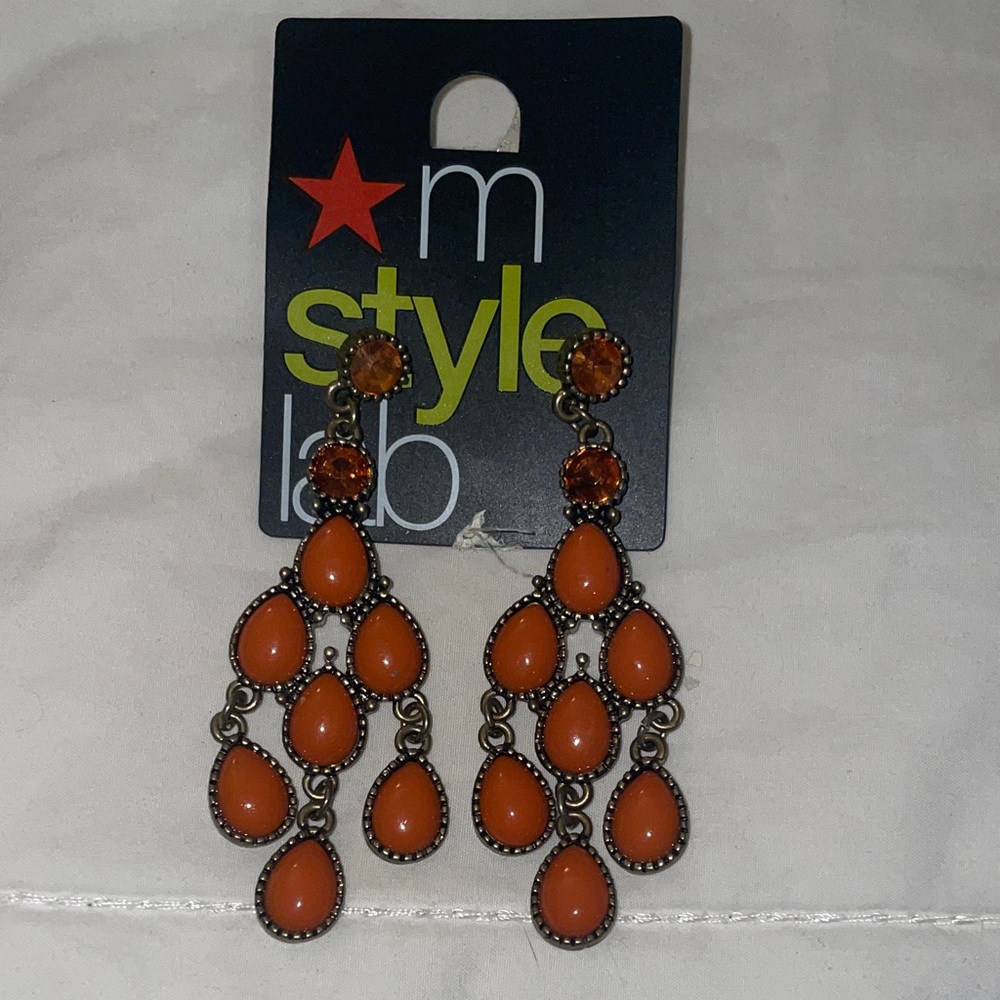 Mstylelab Burnt Orange Teardrop Earrings